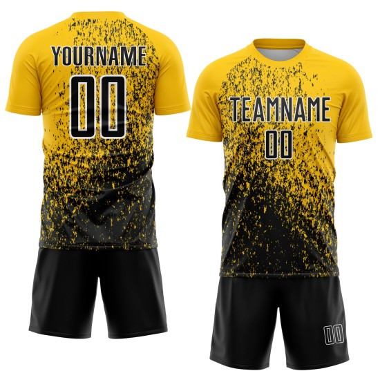 Yellow Uniform Soccer Abstract Fragment Custom Black-White Sublimation Jersey Art