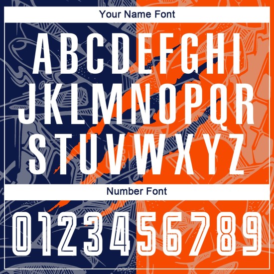 Custom Scratch Jersey Uniform Navy-Orange Soccer Graffiti Pattern Sublimation