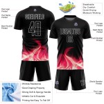 Custom White Flame Uniform Black Soccer Jersey Sublimation