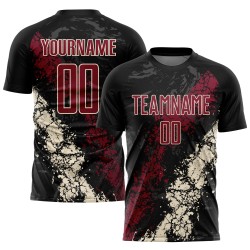 Jersey Uniform Custom Crimson-Cream Sublimation Soccer Black