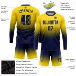 Fashion Long Fade Navy Uniform Sublimation Gold Jersey Custom Soccer Sleeve