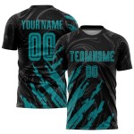 Teal Jersey Custom Soccer Sublimation Black Uniform