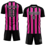 Line Sublimation Custom Black Pink-White Uniform Soccer Jersey Line Sublimation Custom Black Pink-White Uniform Soccer Jersey
