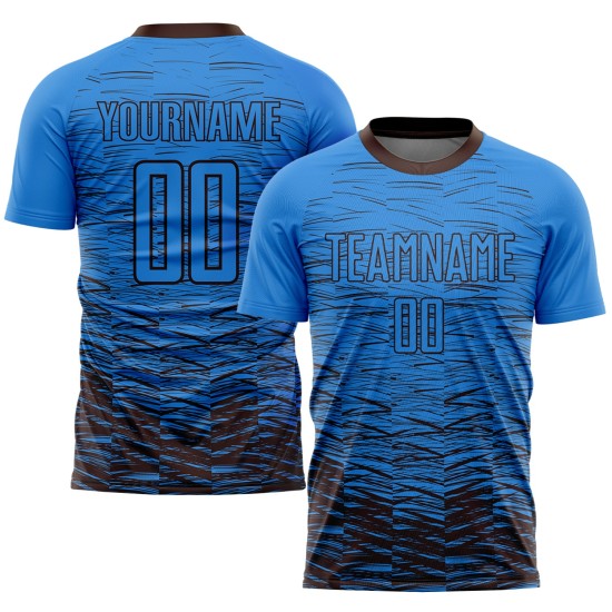 Custom Soccer Brown Blue Uniform Jersey Sublimation Powder