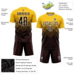 Soccer Sublimation Uniform Gold Custom Jersey Brown-White