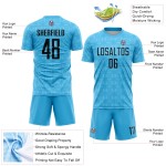 Sky Geometric Sublimation Custom Jersey Uniform Blue Soccer Shapes Black