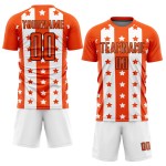 Custom Black-White And Sublimation Orange Stripes Stars Uniform Jersey Soccer Custom Black-White And Sublimation Orange Stripes Stars Uniform Jersey Soccer