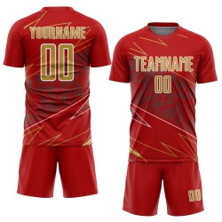 Uniform Old Lines Soccer Custom Red Gold-White Sublimation Jersey Sports