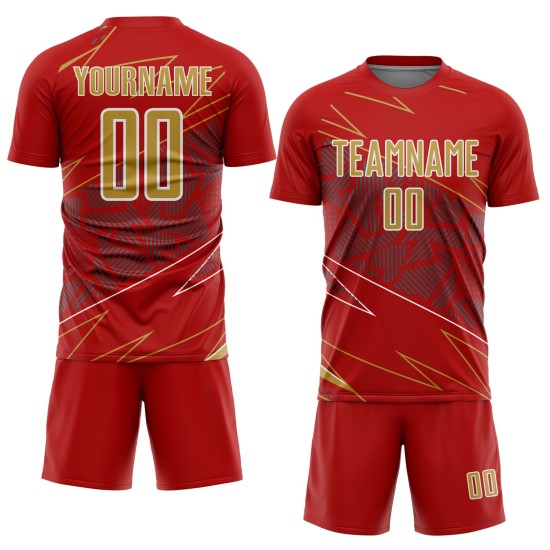 Uniform Old Lines Soccer Custom Red Gold-White Sublimation Jersey Sports