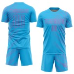 Pink Lines Soccer Jersey Custom Uniform Blue Sky Sublimation
