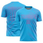 Pink Lines Soccer Jersey Custom Uniform Blue Sky Sublimation