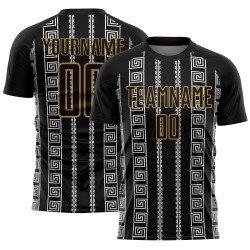 Black Gold-White Jersey Sublimation Shape Uniform Custom Geometric Old Soccer