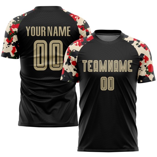 Gold-Camo Vegas Jersey Black Soccer Sublimation Custom Uniform